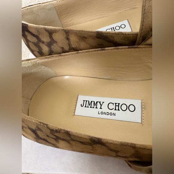 Jimmy Choo Cheri Brown Patterned Flats with Crystal Buckle 38 - Picture 4 of 5